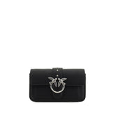 PINKO Black Calf Leather Bos Taurus Shoulder Bag